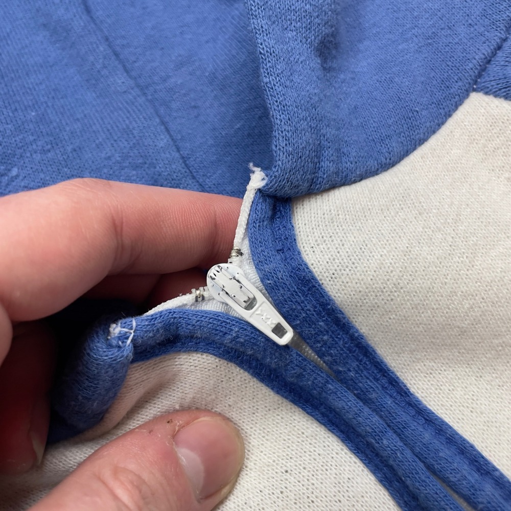 VTG Rare 70s Nike Orange Tag Cotton Quarter Zip Raglan Hoodie USA M White Blue - Picture 4 of 9